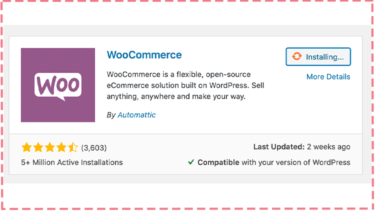 Installing woocommerce plugin