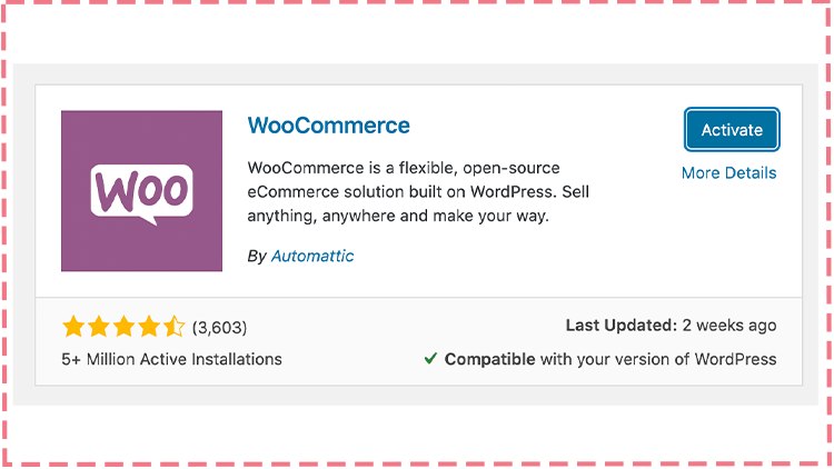 activating woocommerce plugin