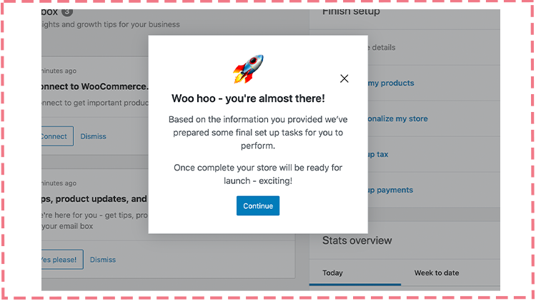 finishing woocommerce setup process